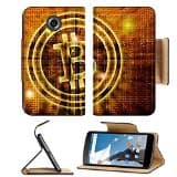 Luxlady Premium Motorola Google Nexus 6 Flip Pu Leather Wallet Case golden bitcoin symbol digital abstract background IMAGE ID 27545049